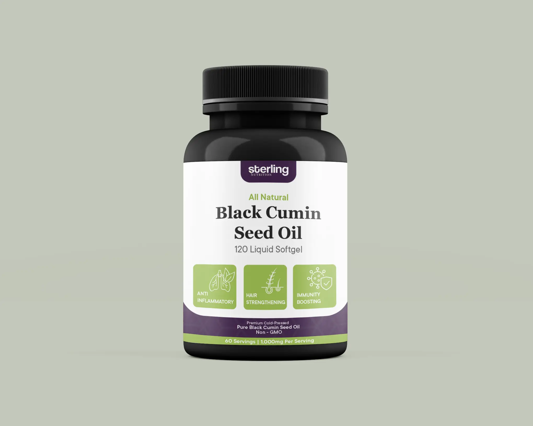 Sterling Nutrition Black Seed Oil 120 Vegan Liquid Softgels - High TQ