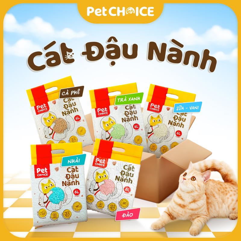  Cát đậu nành cho mèo - Cát hữu cơ vệ sinh cho mèo - Cát đậu nành PetChoice 6L 2kg 