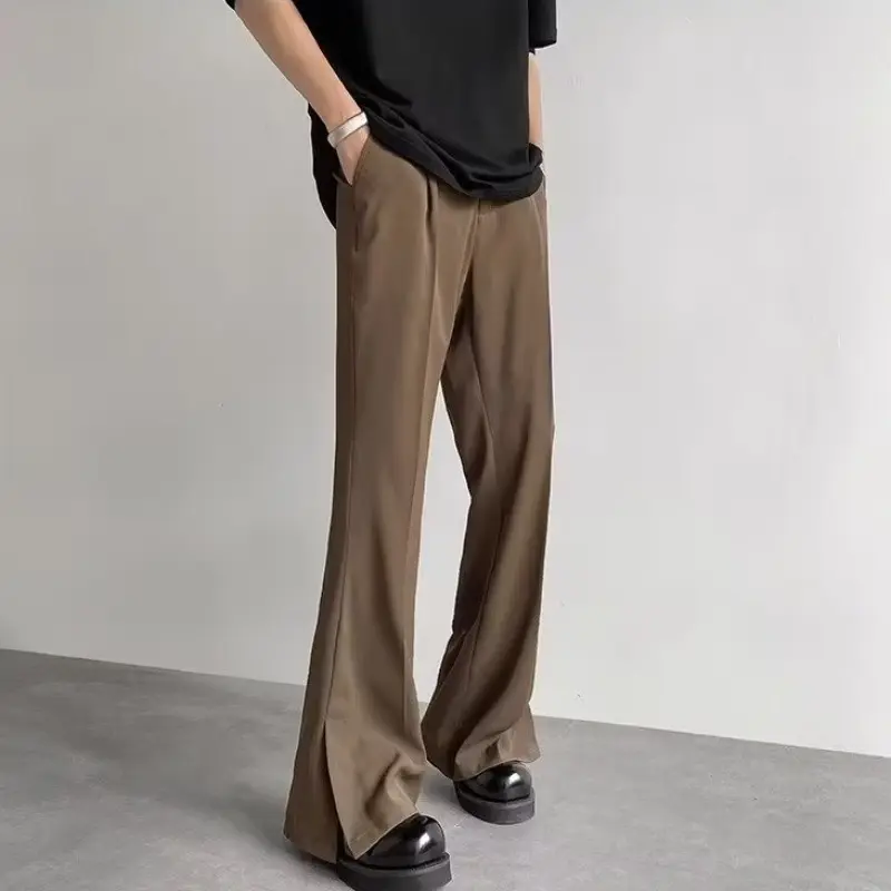 Quần Dài Âu Xẻ Tà, Dành Cho Nam Giới, Eo Bán Co Giãn, Quần Thường Ngày Dễ Phối Đồ Quần Ống Đứng Ống Loe, Có Cỡ S-3XL 5