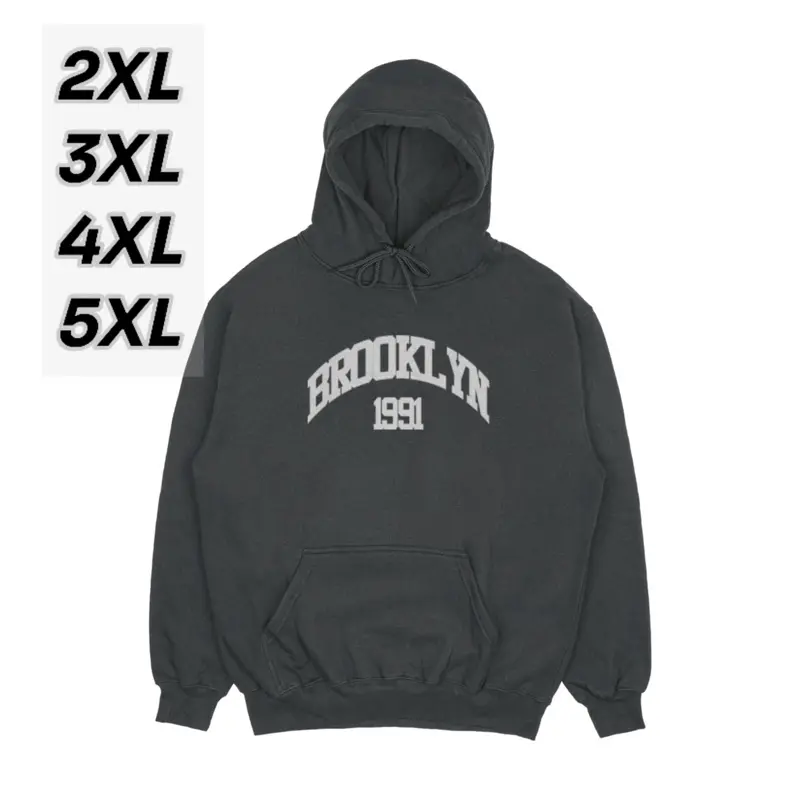 Hoodie Jumper Oversize Jumbo Brooklyn 2XL 3XL 4XL 5XL Pria Wanita Fleece Hitam