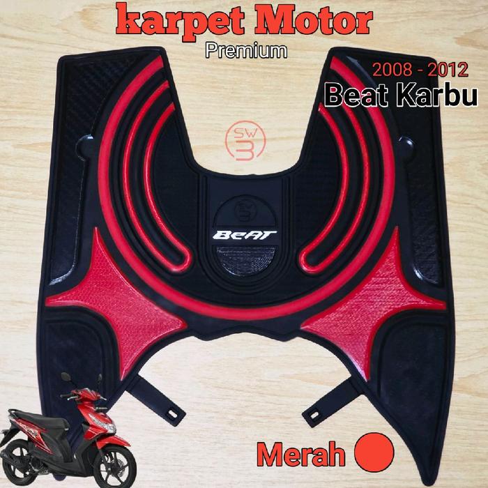 Gambar Original Karpet Motor Beat Karburator Tahun 2008 - 2012 Bahan Karet - Merah dari BOSW Kota Cimahi 4 Tokopedia