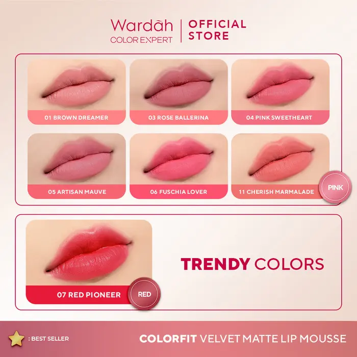 WARDAH COLORFIT VELVET MATTE LIP MOUSSE - Lip Cream Tahan Lama Tahan Air - Hasil Matte Tidak Lengket 3