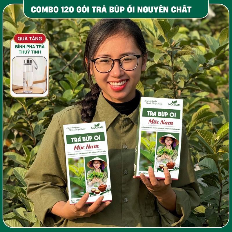 120 Túi Trà Lọc Ngọn Ổi Non Nguyên Chất Mộc Nam - Tặng Bình Pha Trà Thuỷ Tinh 300ML