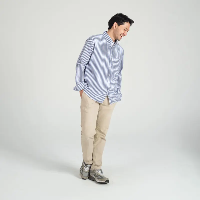 Kemeja Pria Garis WOODCUTTER Basic Butcher Stripe - Denim Blue Biru Lengan Panjang 6