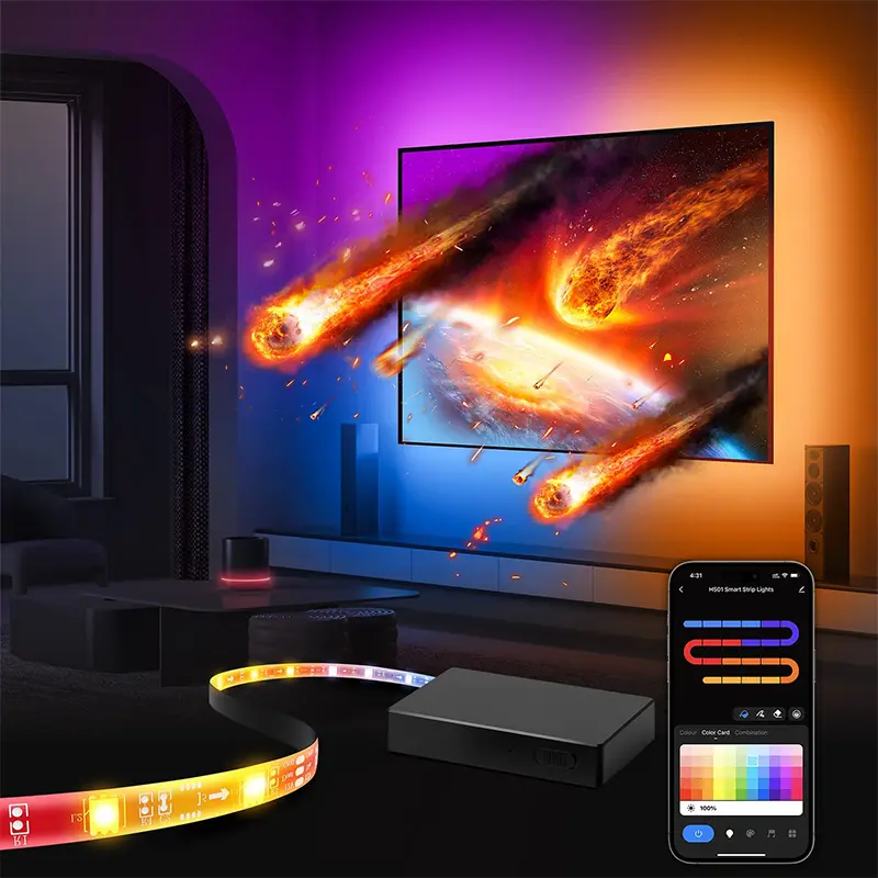 Immersion TV Backlight Strip with HDMI2.0 Sync Box, RGBIC LED Lights Sync with TV