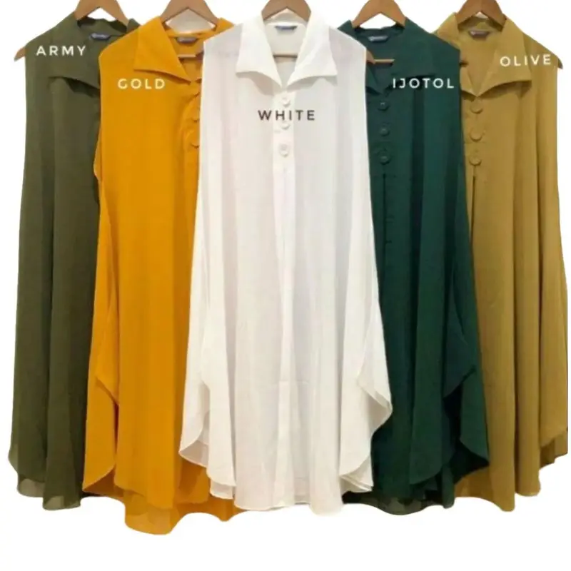 Outer Ceruty Long Dress Cardigan Kardigan Wanita Panjang Muslim Polos Tanpa Lengan Oversize Atasan Kancing Midi Dress Kondangan Cantik Jumbo blazer brokat aira outfit outer tenun 0