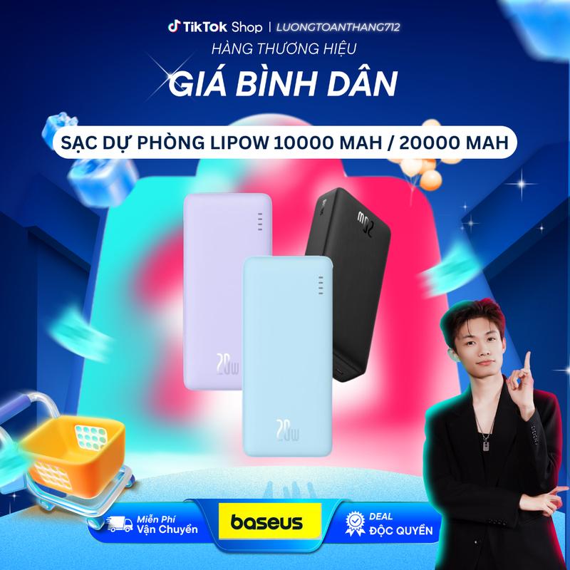 [Baseus x LuongToanThang] Baseus Cục Sạc Nhanh 20w 10000 mah/ 20000mah Cho iphone 15 / 14 / 13 / 12 Android