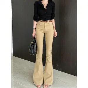LL Jeans Korea Khaki Cutbray Jeans Highwaist Stretch Celana Jeans Wanita Kekinian Seksi Jeans (realpict)