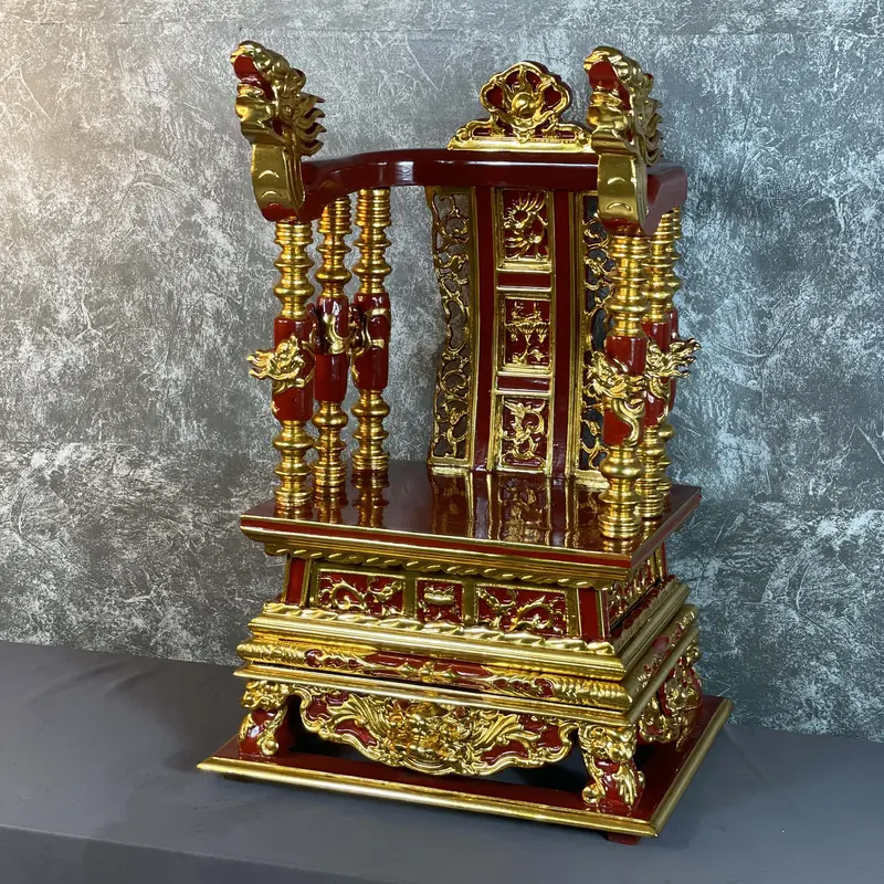 Ngai cột rồng song long bàn thờ sơn son thếp vàng cao 71,85,97cm 7