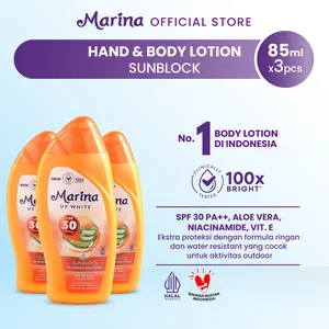 Marina UV White Sunblock SPF 30 [85 ml / 3 pcs] - Mencegah Paparan Sinar Matahari