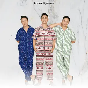 Piyama Baju Tidur Pria Celana Panjang Nyenyak Bahan Katun Nyaman Adem