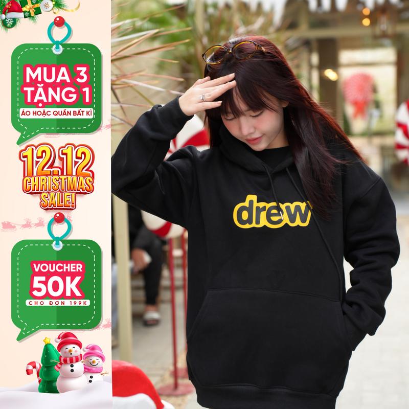 Áo Hoodie nỉ The Xide in hình CHỮ DREW form unisex nam nữ chất nỉ bông dày dặn CĐ1