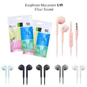 Headset Handsfree Earphone U19 Macaron dengan Suara Jernih dan Pilihan Warna Beragam untuk Kenyamanan Pengguna