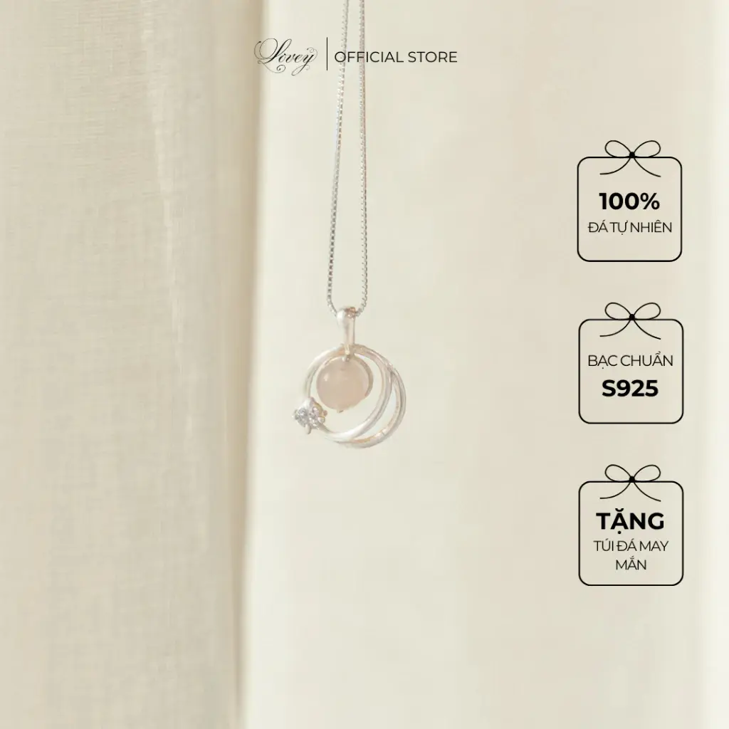 Dây chuyền bạc925 cao cấp Starlight Necklace LOVEY kết hợp mặt đá tự nhiên thu nạp năng lượng may mắn