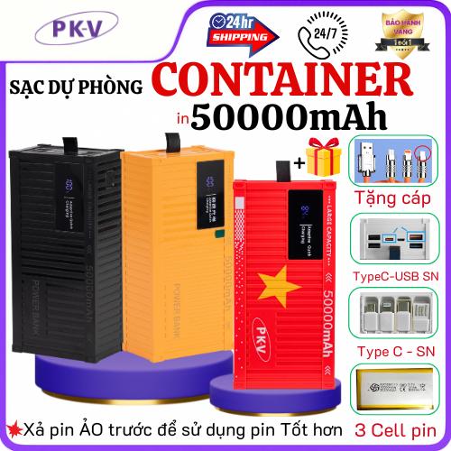 (Tặng cáp 3 đầu)Sạc dự phòng in 50000mAh CONTAINER tích hợp 4 dây ra bảo hành 12 Tháng phụ Kiện Điện Thoại Pin Dự Phòng Sạc Pin