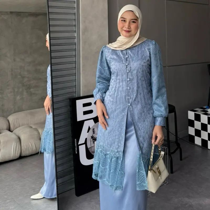 Stuffcisy [READY] Safwa Oneset Silk Tulle Chantily Kondangan Lamaran Wisuda Daily Panjang Setelan Rok Terbaru Kondangan Rempel Formal Muslim 8