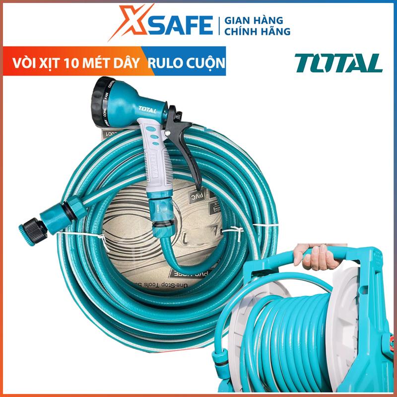  Bộ vòi xịt tưới cây kèm rulo quấn ống nước Total tiện lợi dây dài 10 mét làm vườn xịt rửa 