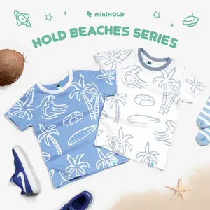 MINIHOLD Beaches Series Baju Kaos Anak Fullprint Cotton Combed 30s Usia 1-12 Tahun Katun Laki-Laki Perempuan