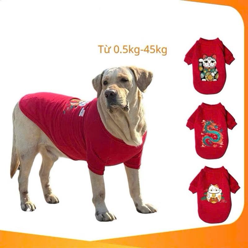 Áo nỉ có tay Tết cho chó mèo, áo nỉ ấm cho chó mèo nhà Quin