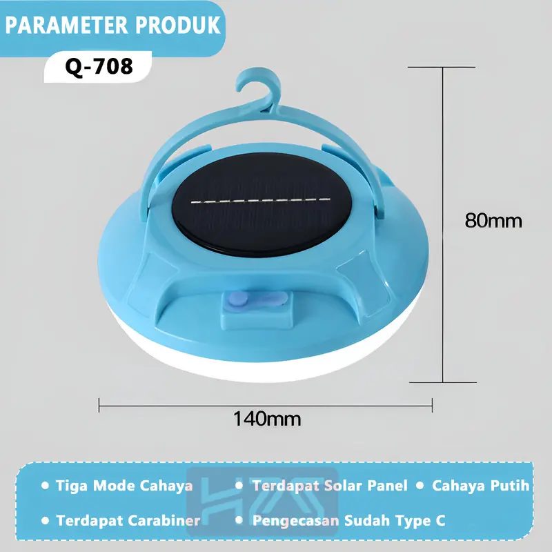 H2S Lampu Emergency UFO Gantung Solar Panel Camping Lamp 1