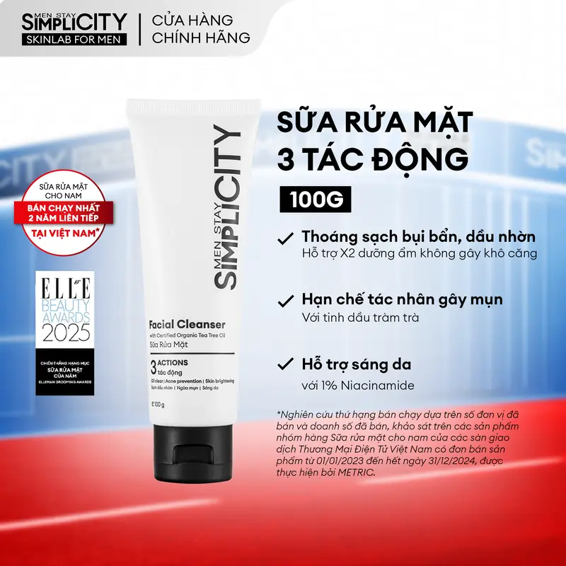 Sữa rửa mặt cho nam Men Stay Simplicity Facial Cleanser 100g