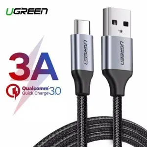 UGREEN Cable Usb To C  Nylon Black Type-C Quick Charger Fastcharging