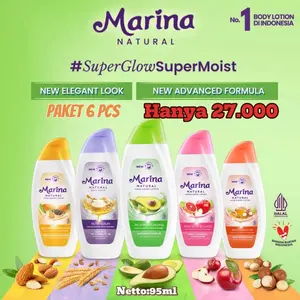 Paket 6 pcs Marina Natural Body lotion 95ml Handbody Wangi