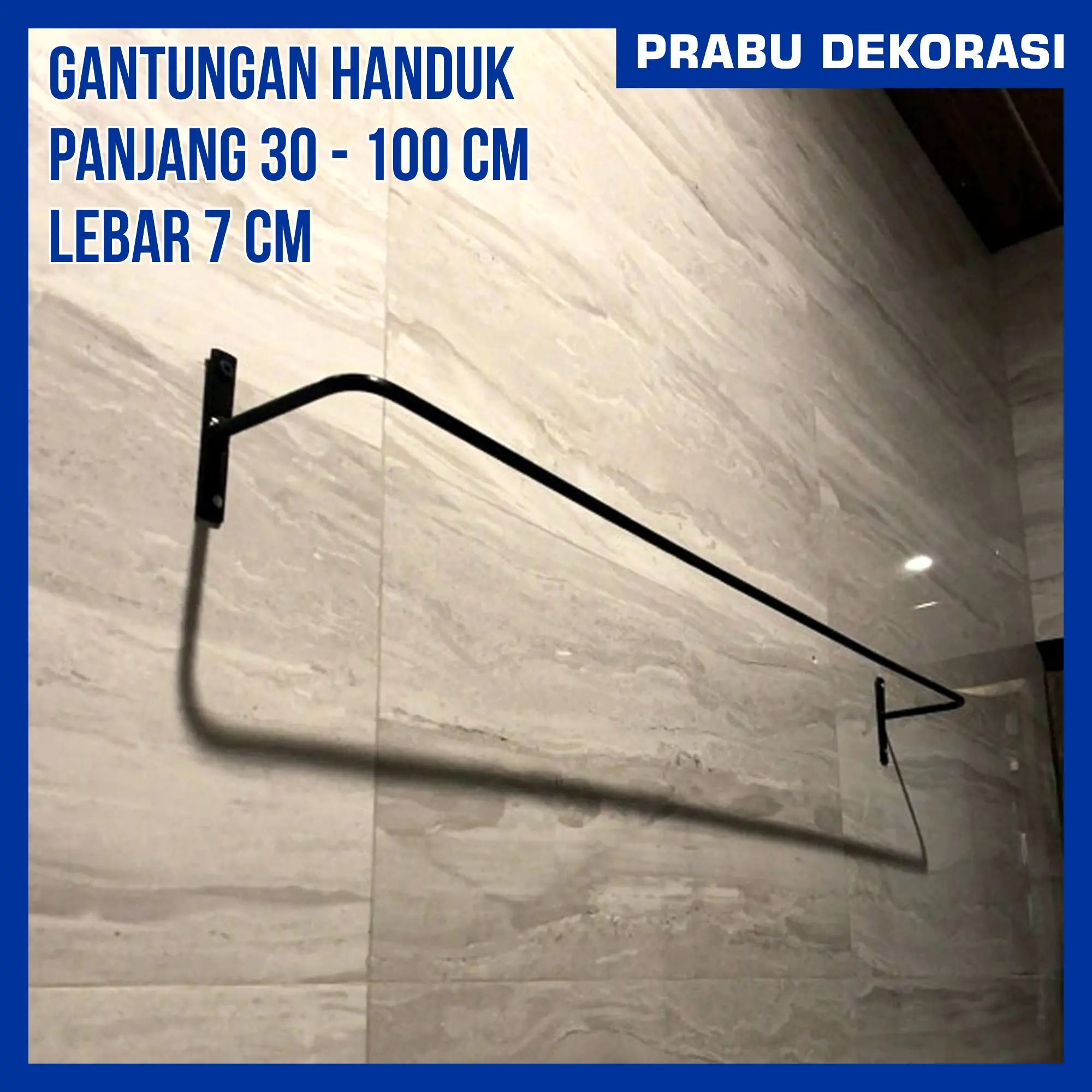 Towel Holder Tempel Dinding Tahan Beban 8 Kg | Gantungan Handuk Besi Lebar 7cm | Gawangan Besi Dinding Pakaian | Rak Besi Gantungan Handuk Serbaguna Bulat Hitam dan Putih