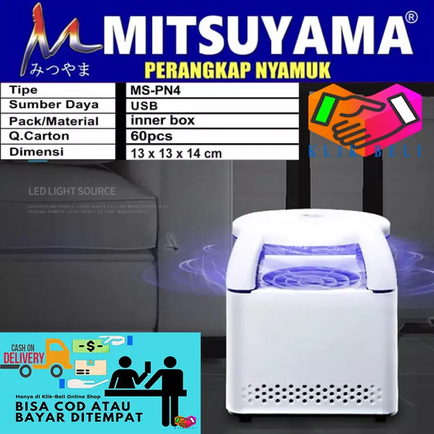 Lampu Perangkap Nyamuk USB MITSUYAMA MS-PN4 / Lampu Tidur Anti Nyamuk Alat Anti Mosquito Kabel