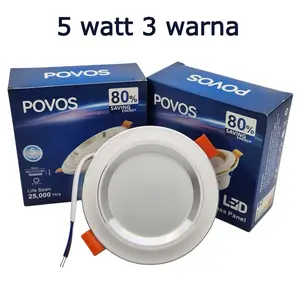 lampu downlight 5 watt 3 warna silver alumunium Putih warnwhite Kuning