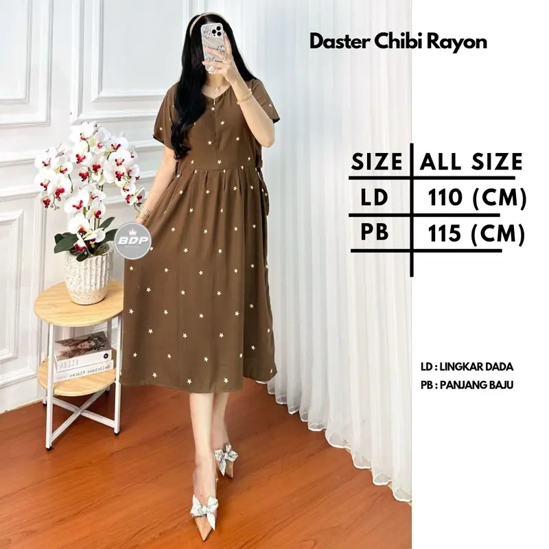 Daster Chibi Rayon Premium Gread A Motif Polkadot Bintang Tali Samping Ld 110 Dress Wanita Harian Santai Busui Resleting Baju Tidur Wanita Bumil Lengan Pendek Nyaman Batik Motif Terbaru Serut Panjang Kancing Kain 8