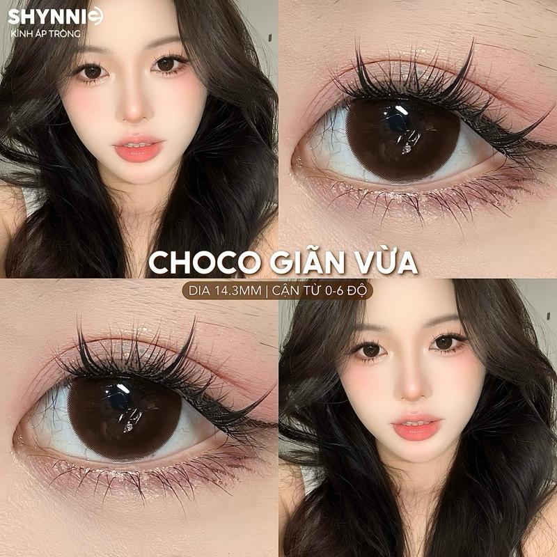   CẬN TỪ 0-6 ĐỘ  - 1 cặp LENS mắt màu choco 14.3MM giãn vừa tự nhiên mang đi học đi chơi - kính áp tròng SHYNNIE LENS 