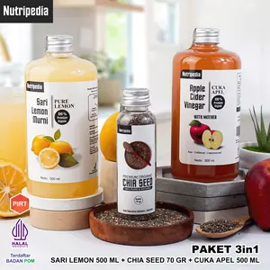 NUTRIPEDIA PAKET 3IN1 CUKA APEL 500ML SARI LEMON 500ML DAN CHIASEED 70GR
