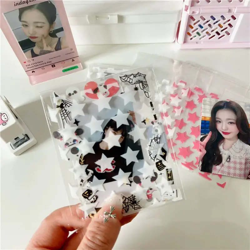 Plastik Photocard Star Sleeve 1 Pack Lucu Untuk PC Kpop Aksesoris Mini Motif Bintang Isi 50 LEMBAR Biru Kuning 2