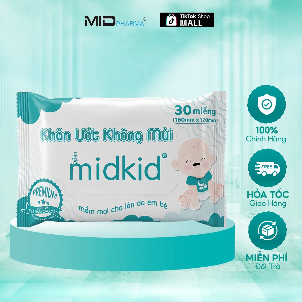 Khăn ướt không mùi Midkid - An toàn và mềm mại cho làn da em bé