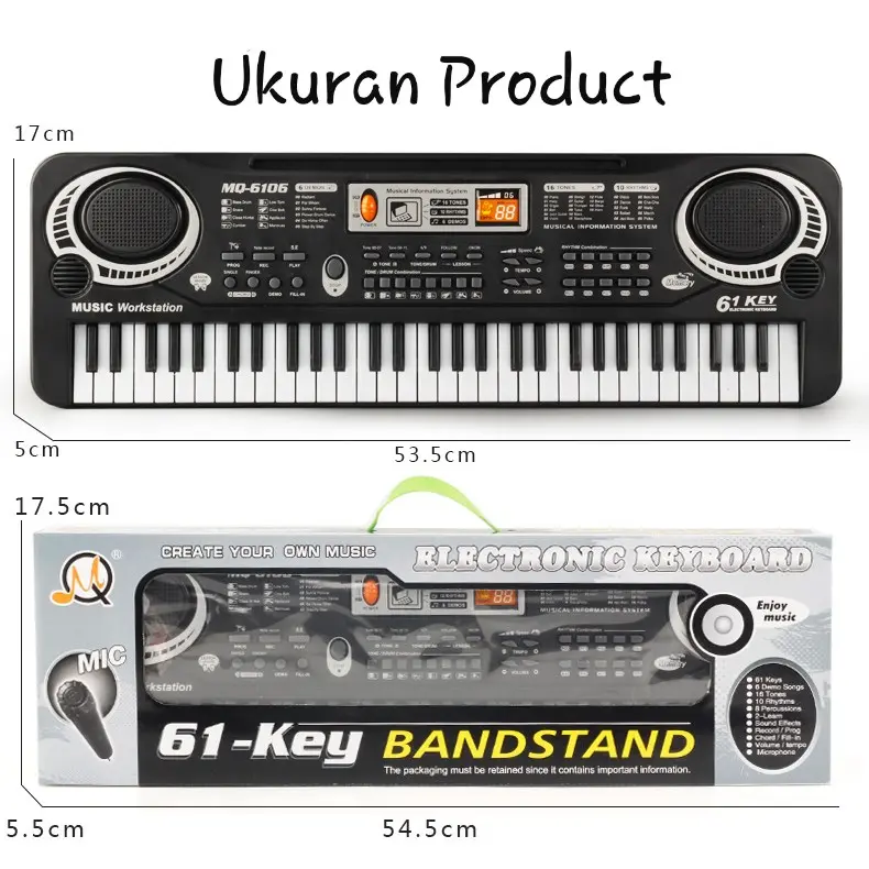 [TM888]PIANO ELEKTRONIK 61 KEYS / KEYBOARD ELECTRONIC 61 KEYS LENGKAP MIC DAN CHARGER
