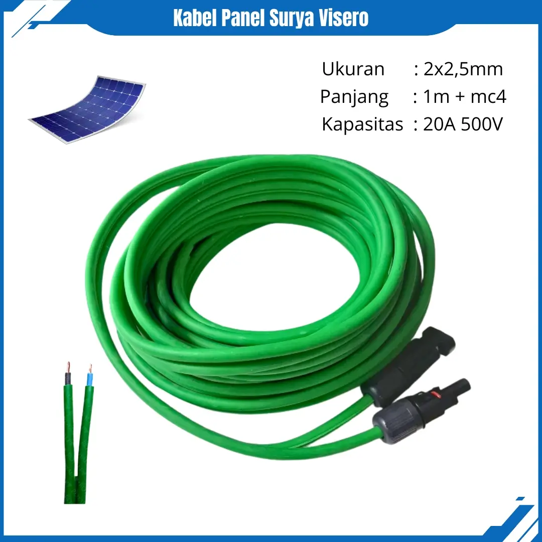Kabel Panel Surya Visero 2x2,5mm 2x2.5mm + mc4 Connector Kabel Solar Panel