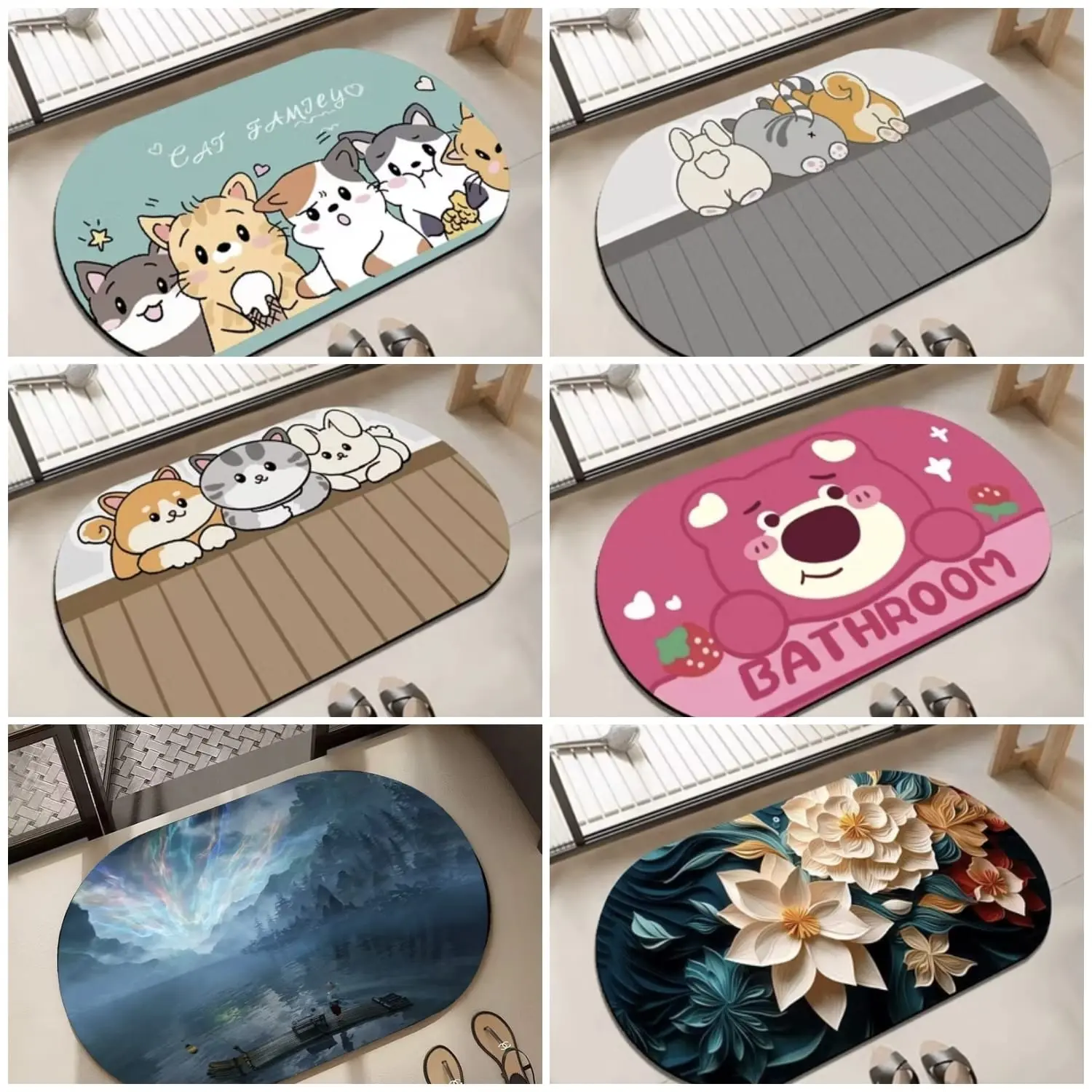 Keset Kaki Dapur Kamar Mandi Diatomite Bundar Anti Slip Menyerap Air Cepat Kering Mat
