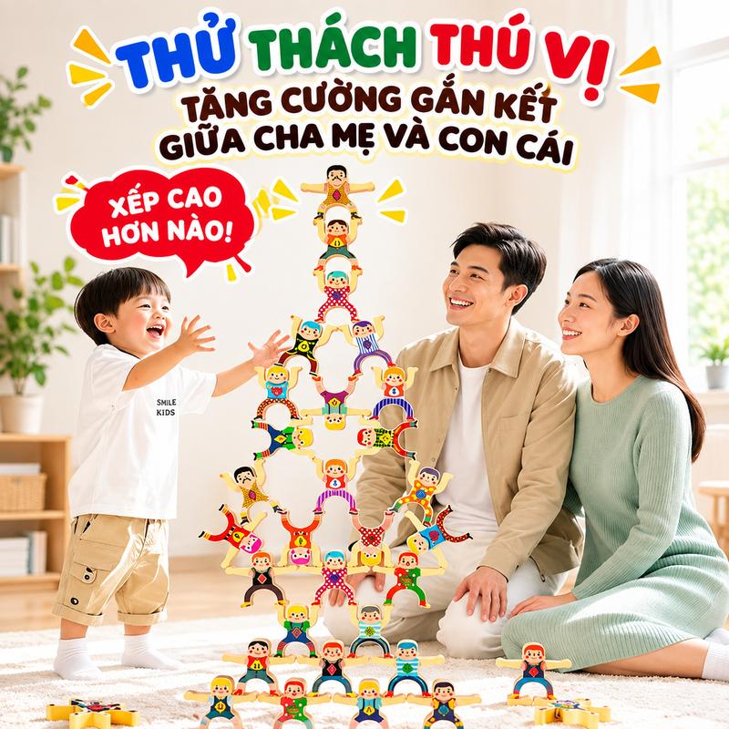 Đồ chơi rèn cân bằng, bộ xếp tháp cho các võ sĩ (8 búp bê), kèm 1 quả bóng, đồ chơi giáo dục dành cho trẻ em.Ưu đãi trong thời gian có hạn!