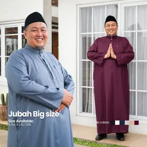 QUDAMAH Jubah Jumbo BIG Size Model Kancing Snap Premium Type Lengan Panjang Polos Non-manset Bahan Katun Premium Putih, Hitam, Abu Biru, Navy, Mocca, Cream, Abu Muda by AFGHAN