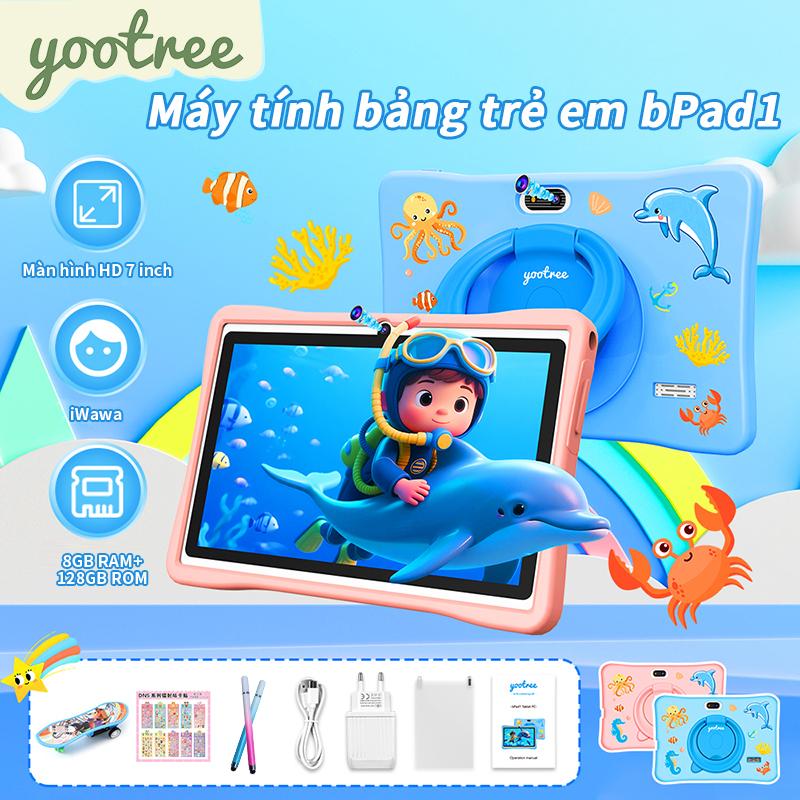 【yootree bPad1 Máy tính bảng dành cho trẻ em Món quà sinh nhật cho bé trai và bé gái Thích hợp cho học tập phim video và trò chơi Màn hình HD Ứng dụng iwawa Tải ứng dụng khổng lồ Bảo hành 2 năm Khe cắm thẻ SD 