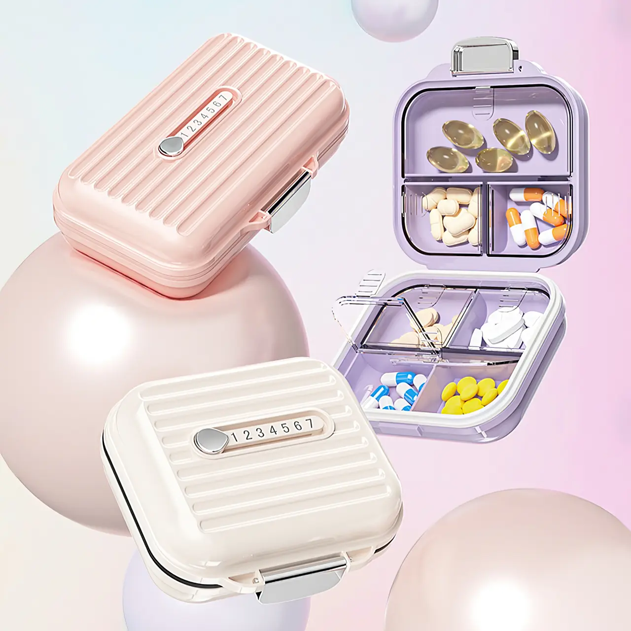 Portable Pill Storage Box Home Travel Pill Case Moisture Proof Medicines Container 7 days Grids Seal Pill Organizer for Vitamin Tablet Capsule medicines container Healthcare Aid pillbox pasir panjang