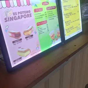 Slim Light Box Table Menu Display A2 A3 dan A4 Black & Silver Colour Glass Hitam Baut