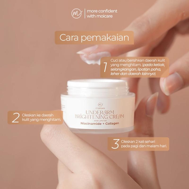 MOICARE Cream Pencerah Pemutih Ketiak Selangkangan Leher Pantat Area Gelap Ekstra Niacinamide & Collagen | Collagen and niacinamide underarm  | cream pemutih ketiak | Pemutih ketiak dan selangkangan | underarm brightening cream 1