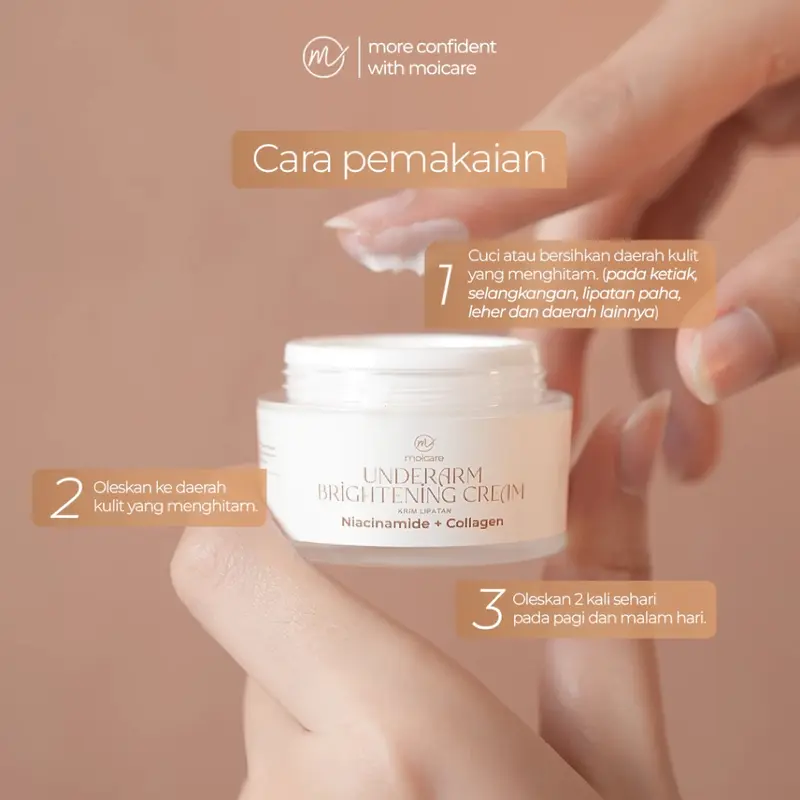 MOICARE Cream Pencerah Pemutih Ketiak Selangkangan Leher Pantat Area Gelap Ekstra Niacinamide & Collagen | Collagen and niacinamide underarm  | cream pemutih ketiak | Pemutih ketiak dan selangkangan | underarm brightening cream 1