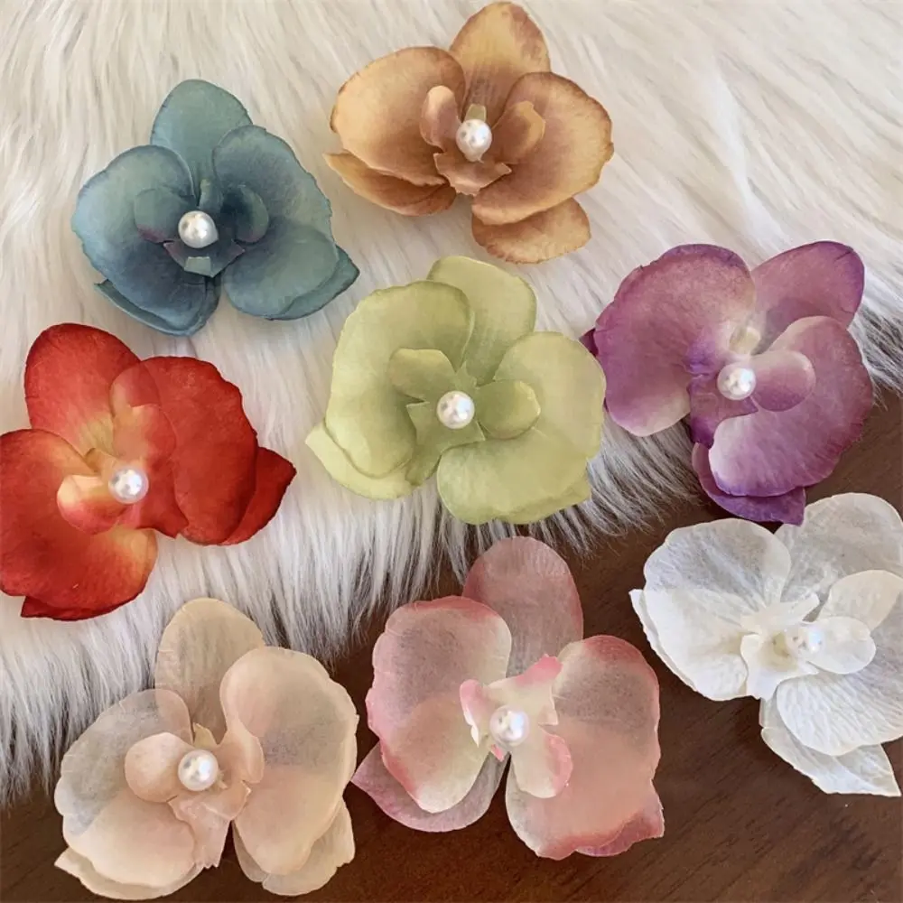 2024 Super Fairy Phalaenopsis Flower Hairpin Silk Fashion Side Duckbill Clip Seaside Holiday Headdress Photo Bangs Clip Women Hair Accessories