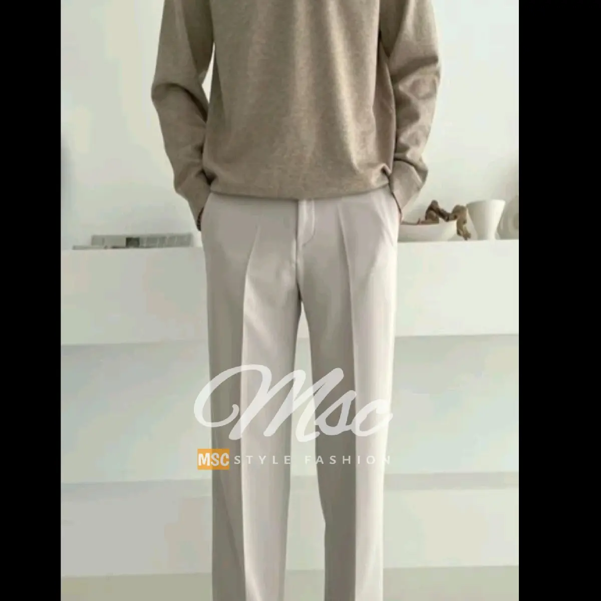 CELANA SLIMFIT CREAM CELANA PRIA CELANA FORMAL warna limited