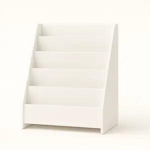 Rak Buku Anak 5 Tingkat Susun Serbaguna Minimalis Putih & Cream Sonoma Oak Ukuran 75x60x30 cm Ideal untuk Rumah Sekolah Kantor