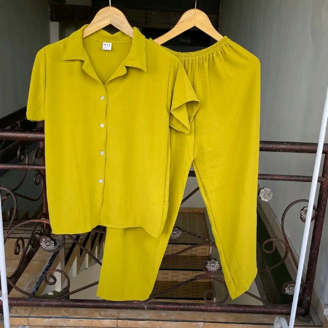 BAJU SETELAN WANITA LD110 CRINGKEL AIRFLOW I CEKH I piyama SANTAI WANITA BUSUI Celana Panjang regular