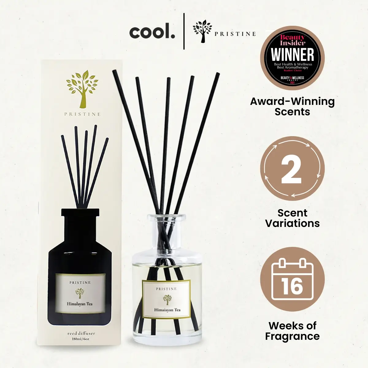 Pristine Signature Scent Reed Diffuser - 180ml | Signature Fragrance For Home, Office, Bedroom, Toilet
